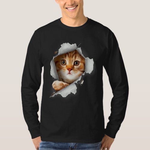 Cat Shirt Orange Cat Tshirt Cat Torn Cloth Shirt K