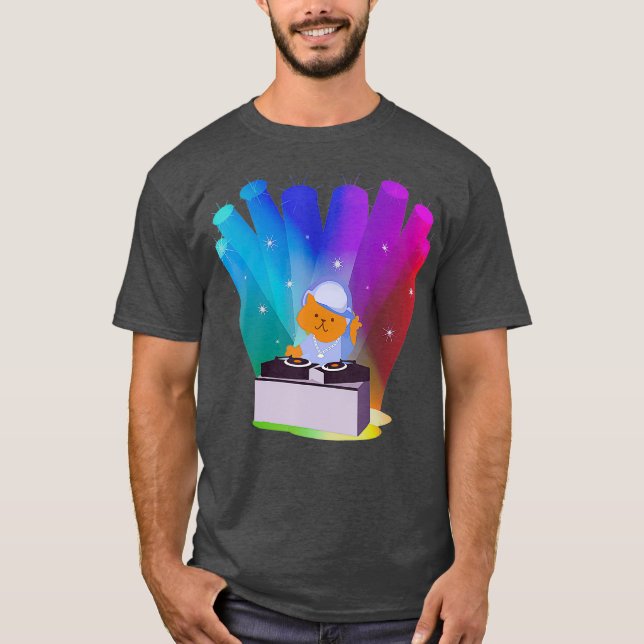 Cat Shirt Rainbow DJ Cat (Front)