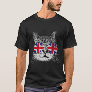 Cat Shirt Union Jack Flag Country Retro England Br