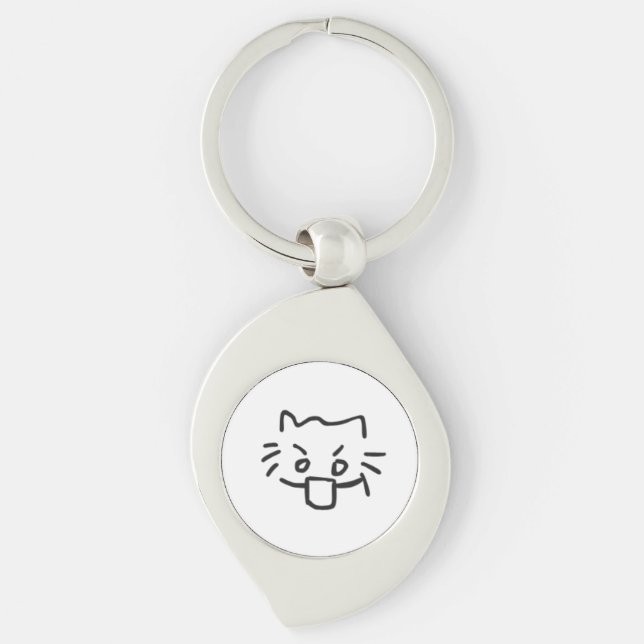 cat shocked keychain (Front)