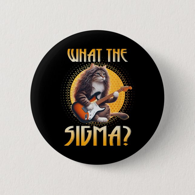 Cat Sigma Shirt Funny Sigma Brainrot Meme Rizz Sig Button (Front)