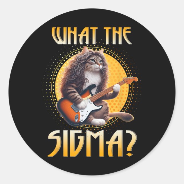 Cat Sigma Shirt Funny Sigma Brainrot Meme Rizz Sig Classic Round Sticker (Front)