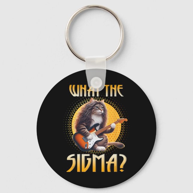 Cat Sigma Shirt Funny Sigma Brainrot Meme Rizz Sig Keychain (Front)