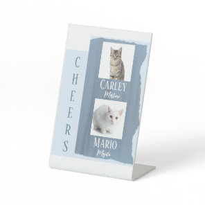 Cat Signature Cocktail Drink Slate Blue Wedding Pedestal Sign