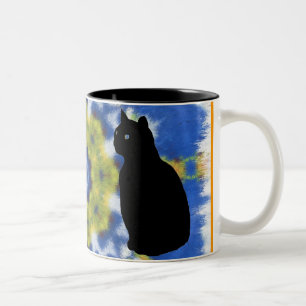 Cat Silhouette and Tie Dye Mug