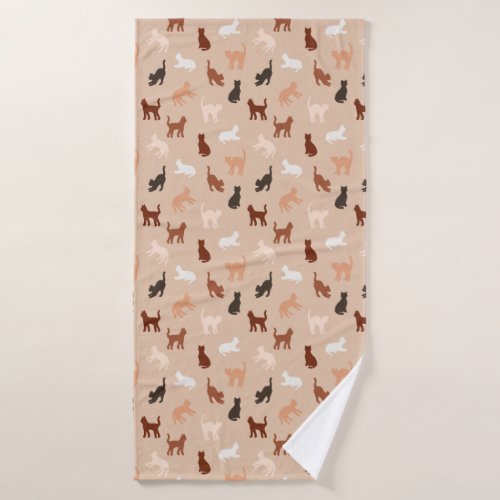 Cat silhouette bath towel