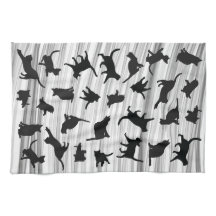 Cat Silhouette Black & White Light Gray Wispy