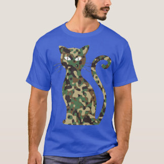 cat silhouette camoue pattern T-Shirt