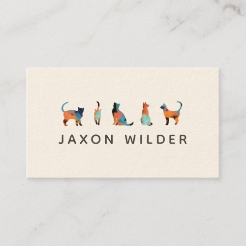Cat Silhouette Cloud Watercolor Abstract Minimal  Business Card
