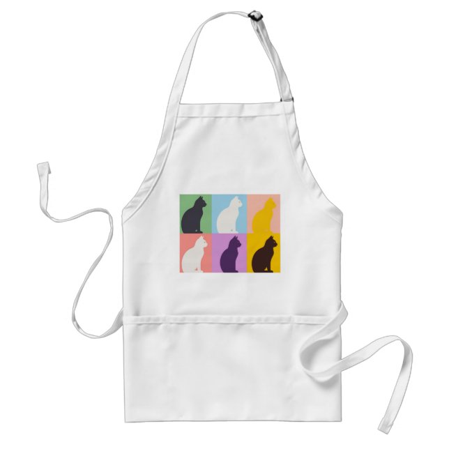 Cat silhouette colorful adult apron (Front)