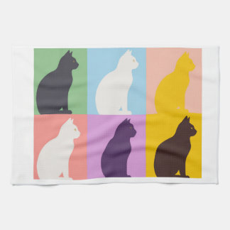 Cat silhouette colorful kitchen towel