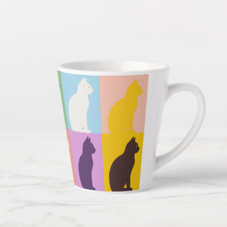 Cat silhouette colorful latte mug