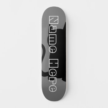 Cat Silhouette. Custom Name And Background Color Skateboard by Animal_Art_By_Ali at Zazzle