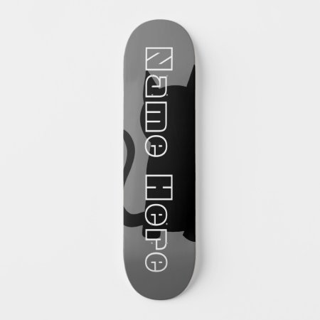 Cat Silhouette. Custom Name And Background Color Skateboard