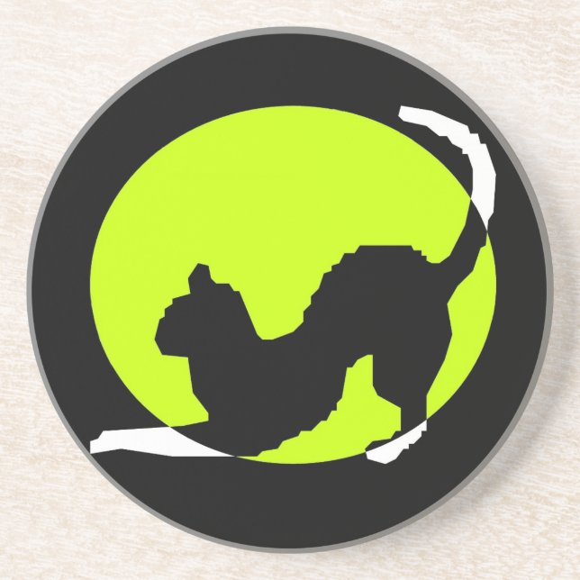 Cat Silhouette Drink Coaster (Front)