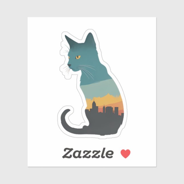 cat silhouette faded sticker (Sheet)