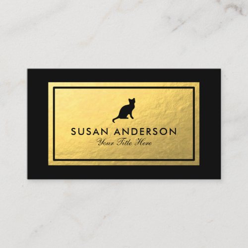 Cat Silhouette _ Faux Gold Foil Business Card