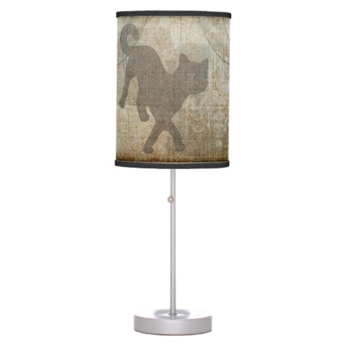 Cat Silhouette French Chic Chandelier Faux Linen Table Lamp