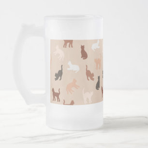 Cat silhouette frosted glass beer mug