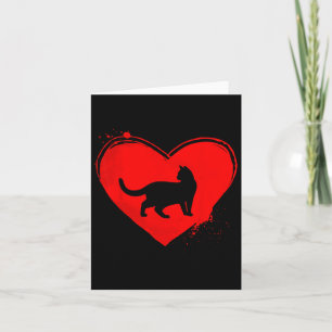 Cat Silhouette Heart Shape Valentine Cat Lovers Card
