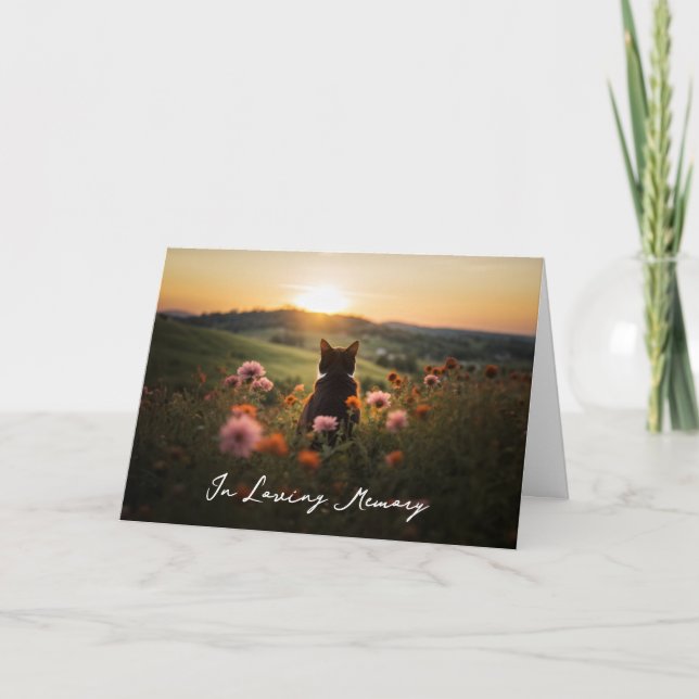 Cat silhouette in sunset sympathy card (Front)
