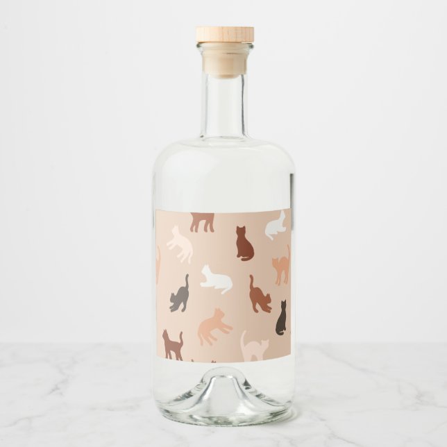 Cat silhouette liquor bottle label (Front)