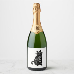 Cat Silhouette Meow Sparkling Wine Label
