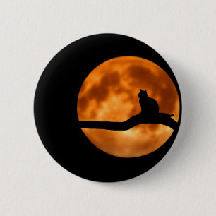 Cat Silhouette Moonlight Button