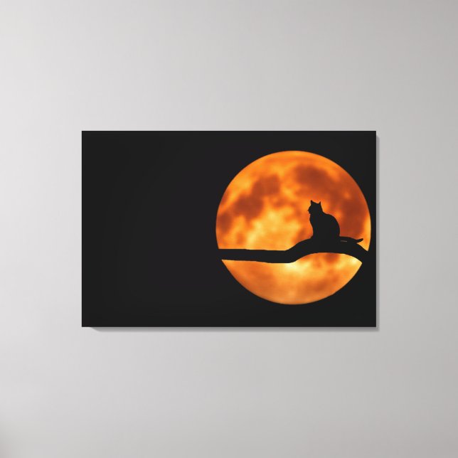 Cat Silhouette Moonlight Canvas Print (Front)