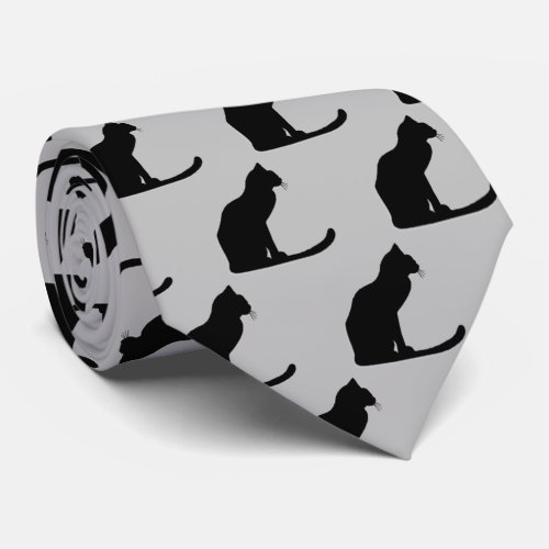 Cat Silhouette Neck Tie