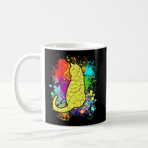 Cat Silhouette On Colorful Color Spots For Cat  Coffee Mug