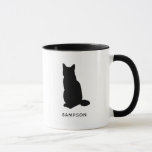 cat silhouette personalized name mug<br><div class="desc">Cat silhouette color is editable! Customize the names or add a quote.</div>