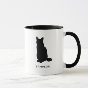 cat silhouette personalized name mug