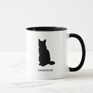 cat silhouette personalized name mug
