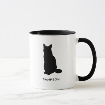 Cat Silhouette Personalized Name Mug by beckynimoy at Zazzle