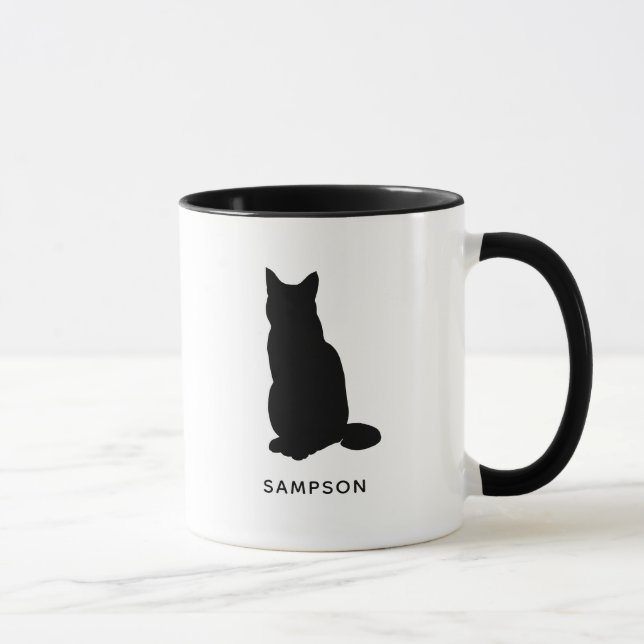 cat silhouette personalized name mug (Right)