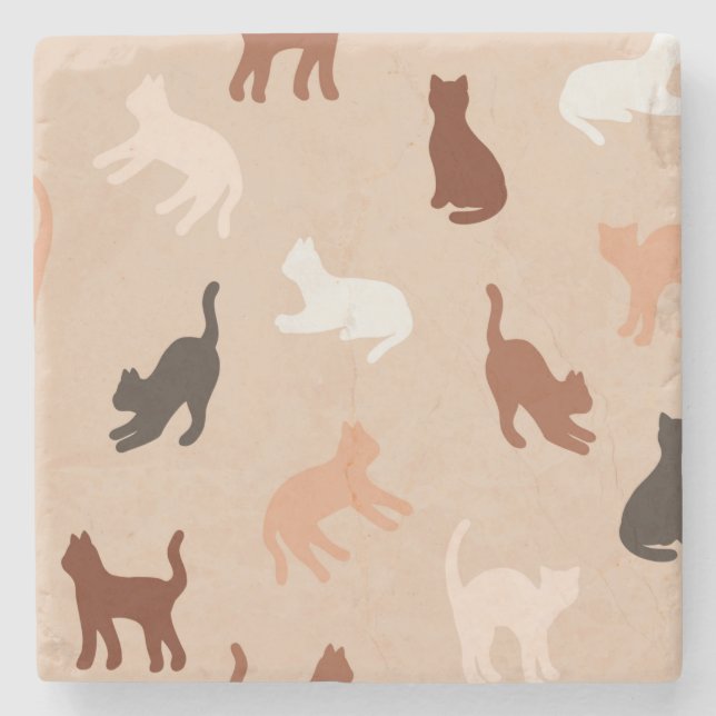 Cat silhouette stone coaster (Front)