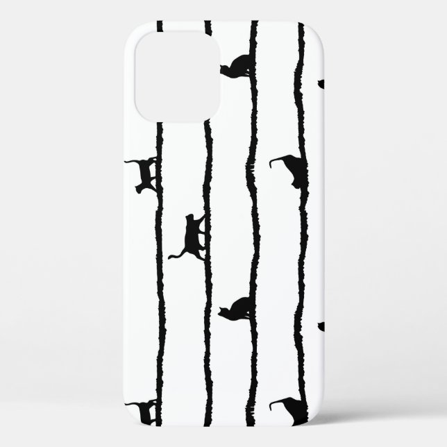 Cat Silhouette Stripes Abstract Hand Drawn Pattern Case-Mate iPhone Case (Back)