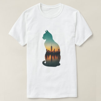 Cat Silhouette Urban Sunset T-Shirt