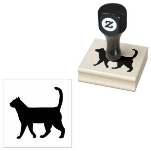 Cat Silhouette Walking Left Rubber Stamp