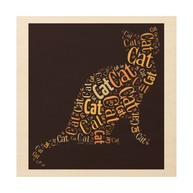 Cat Silhouette Words Wood Wall Decor (Front)