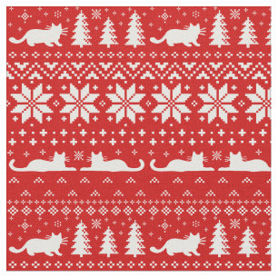 Cat Silhouettes Christmas Holiday Patterned Fabric
