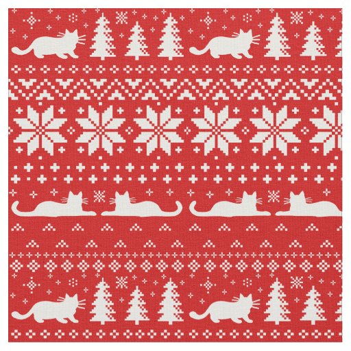 Cat Silhouettes Christmas Holiday Patterned Fabric