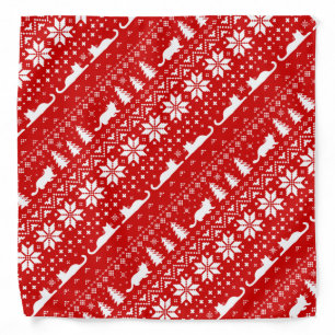 Cat Silhouettes Christmas Sweater Style Pattern Bandana