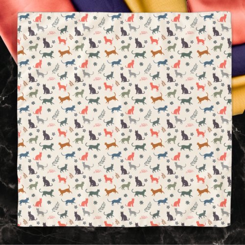 Cat Silhouettes Pattern Stylish Elegant Scarf