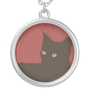 cat silver plated necklace