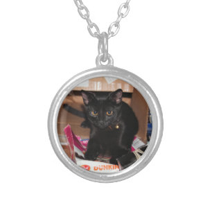 Cat  silver plated necklace