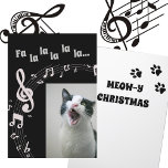 Cat Singing  Humor Christmas Card Black &amp; White