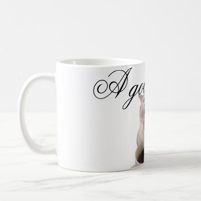 Cat sipping coffee coffee mug (Left)