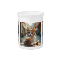 Cat Sipping Coffee On A Street
